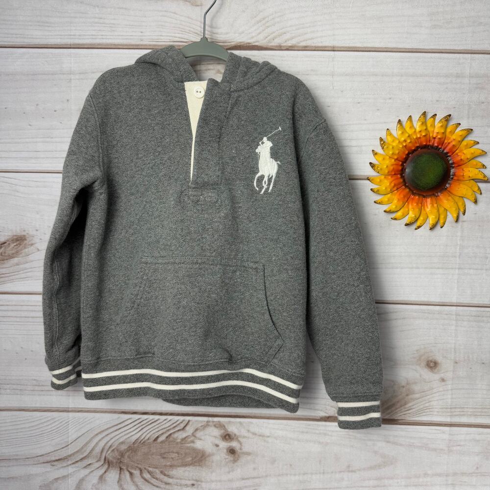 Kids Polo Ralph‎ Lauren Gray Hoodie Size 6 Long Sleeve Pullover Pony Logo